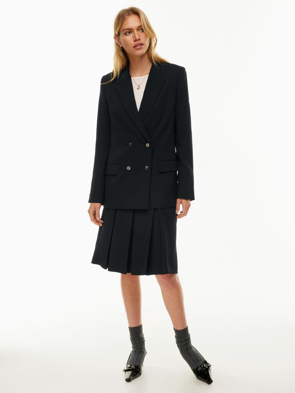 Aritzia Double-Breasted Black Blazer